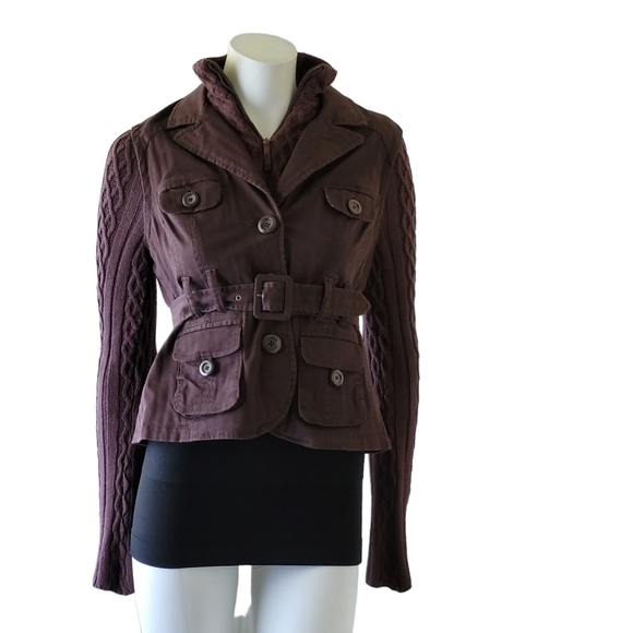 Anthropologie Plus 4 Cropped Belted Jacket Brown Size 4 - Picture 9 of 13